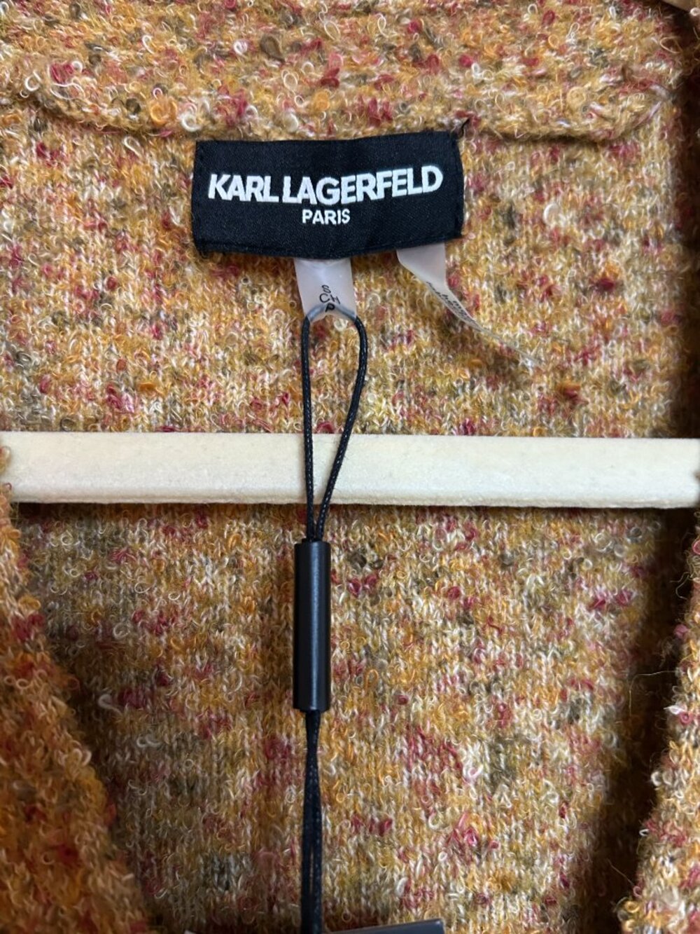 Karl Lagerfeld Brown Blend Puff Sleeve Cardigan Sweater V-Neck Size S - Picture 5 of 6